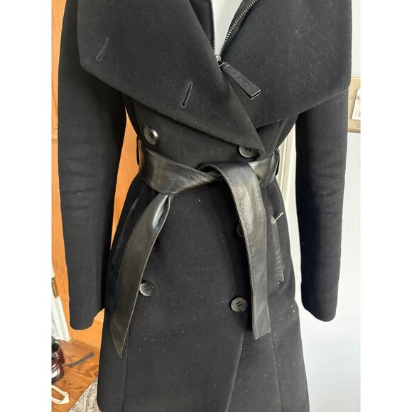 Mackage Wool Cashmere Coat Black Belted Double Breasted Jacket Size S $1195 - Picture 5 of 13